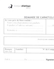 Formulaire de demande de carnet de chéques renseigné